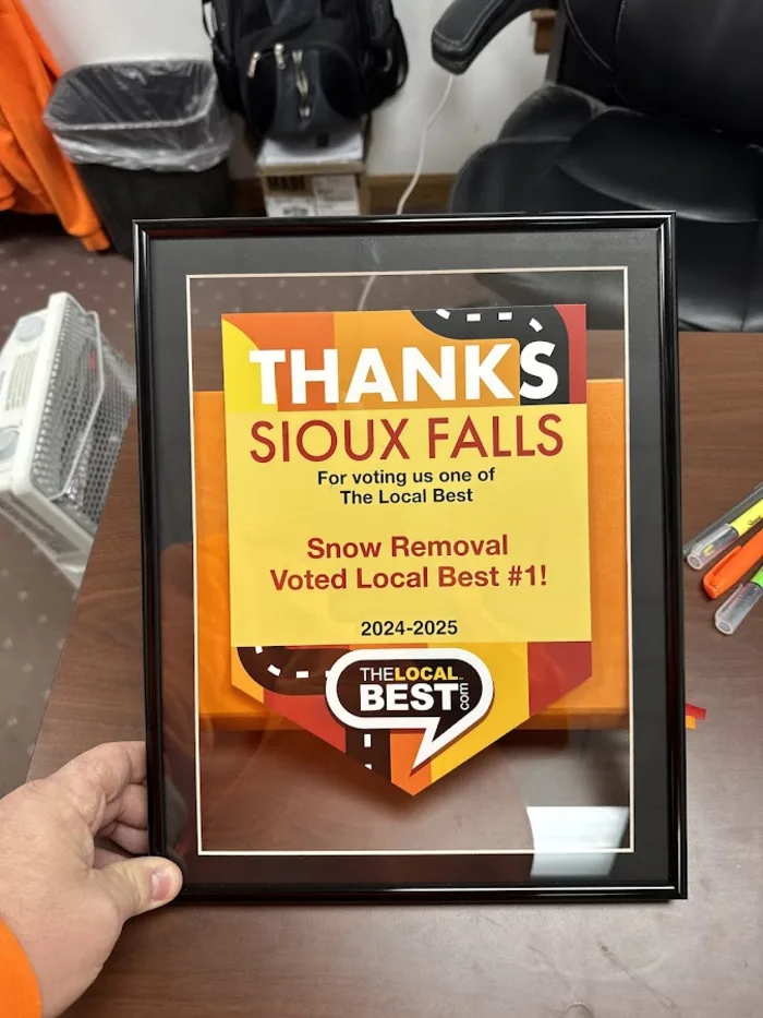 The Local Best award plaque presented to Specialized Property Care in Sioux Falls